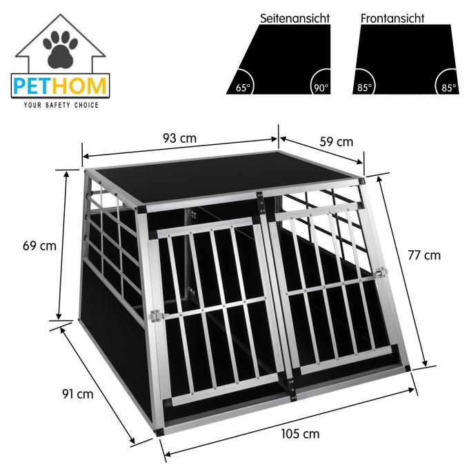 XXL Dog Cage Transport Partition Box Crate Dog Carrier 2 Door Puppy