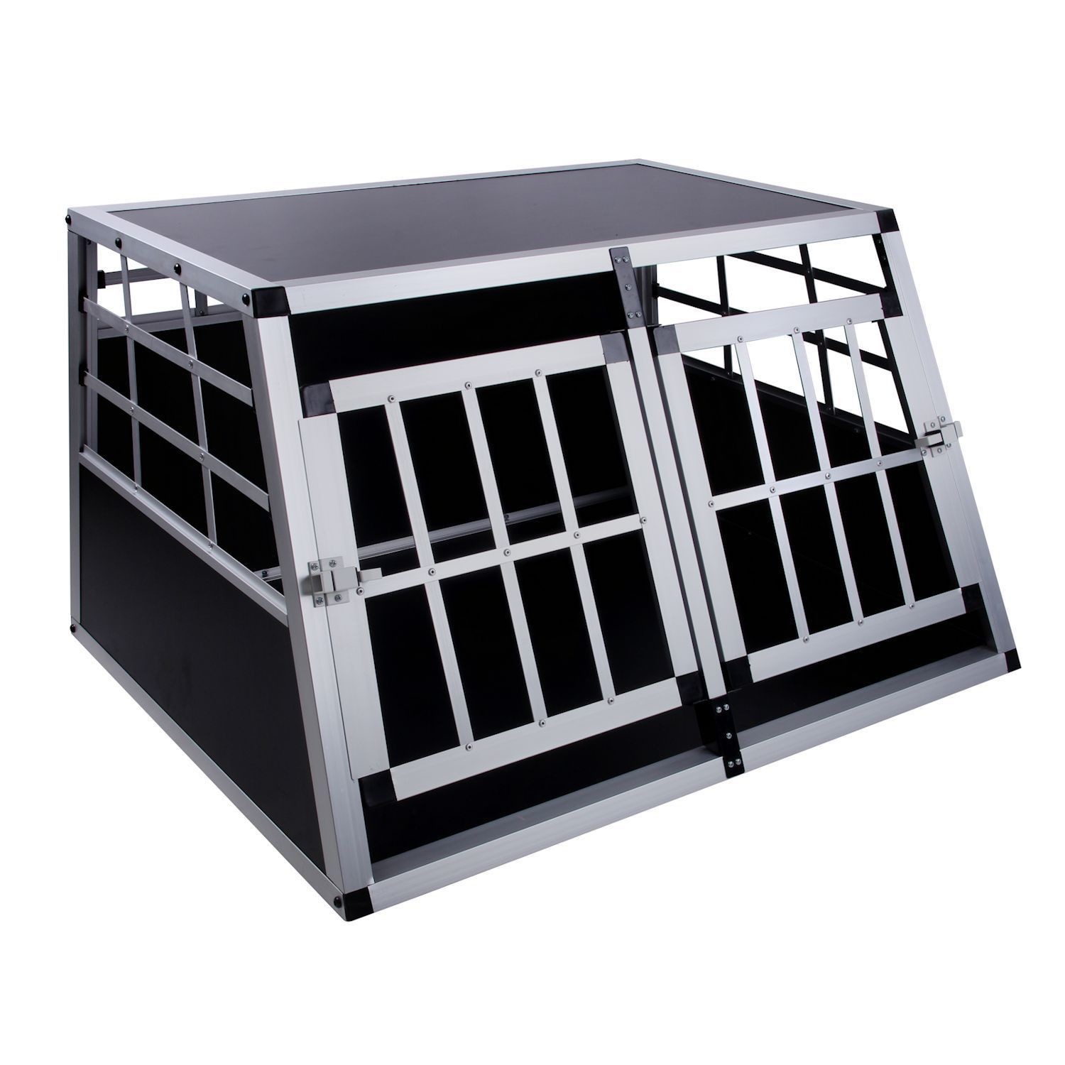 Strong Aluminium Dog Crate Transport Box Cage Car Travel Single/Double Doors S/L ZX896