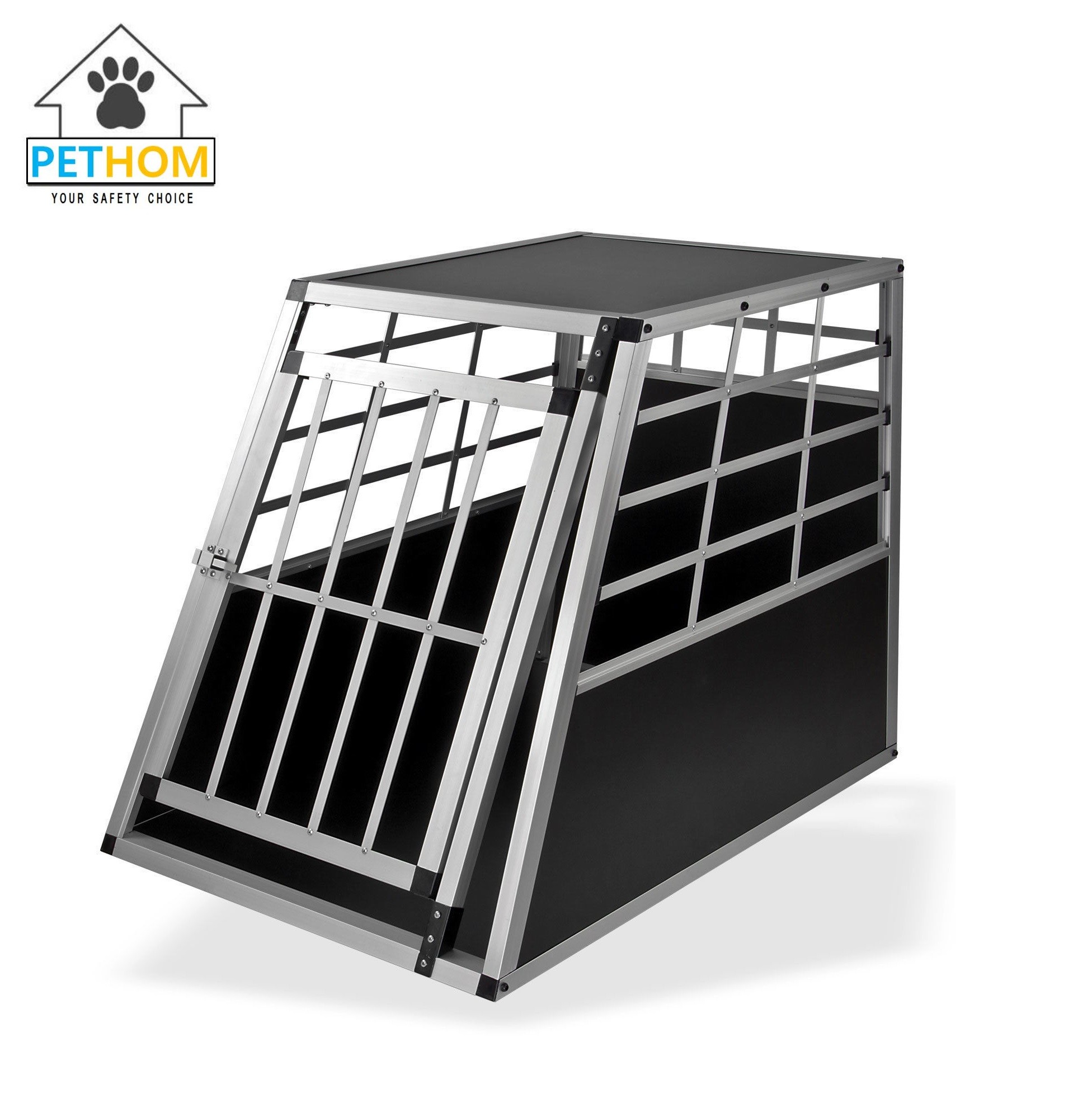 Aluminum Lockable Pets Dog Cat Puppy Vehicle Transport Travel Crate Carrier Cage 65x90x69.5cm