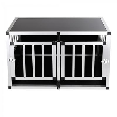 Strong Aluminium Dog Crate Transport Box Cage Car Travel Single/Double Doors S/L ZX896