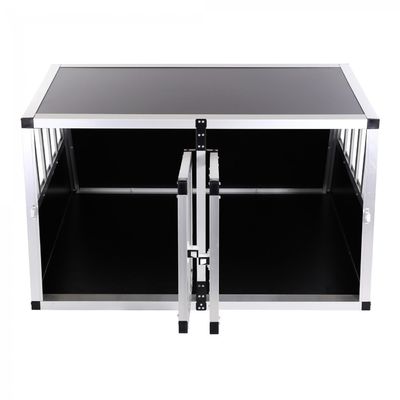 Strong Aluminium Dog Crate Transport Box Cage Car Travel Single/Double Doors S/L ZX896
