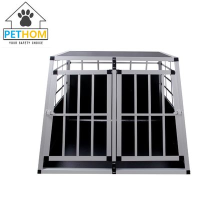 ALUMINUM Double Dog Crate Key Lock FRONT Door Pet Transport Car Travel Cage Box ZX979A1