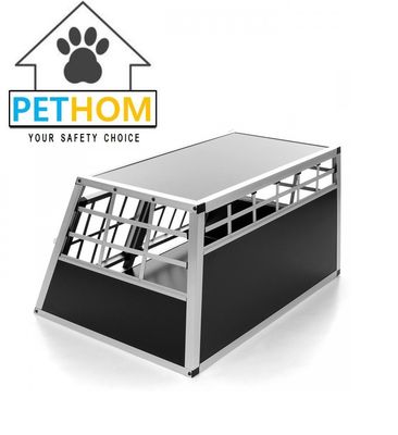 ALUMINUM Double door Dog Cage Transport Car Travel Cage Box ZX896A1