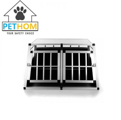 ALUMINUM Double door Dog Cage Transport Car Travel Cage Box ZX896A1