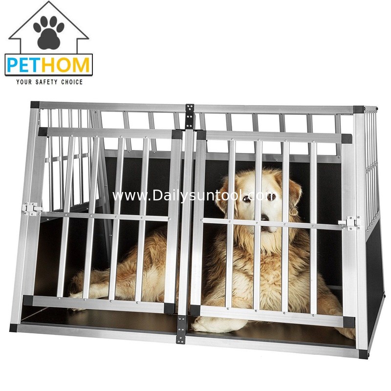XXL Dog Cage Transport Partition Box Crate Dog Carrier 2 Door Puppy