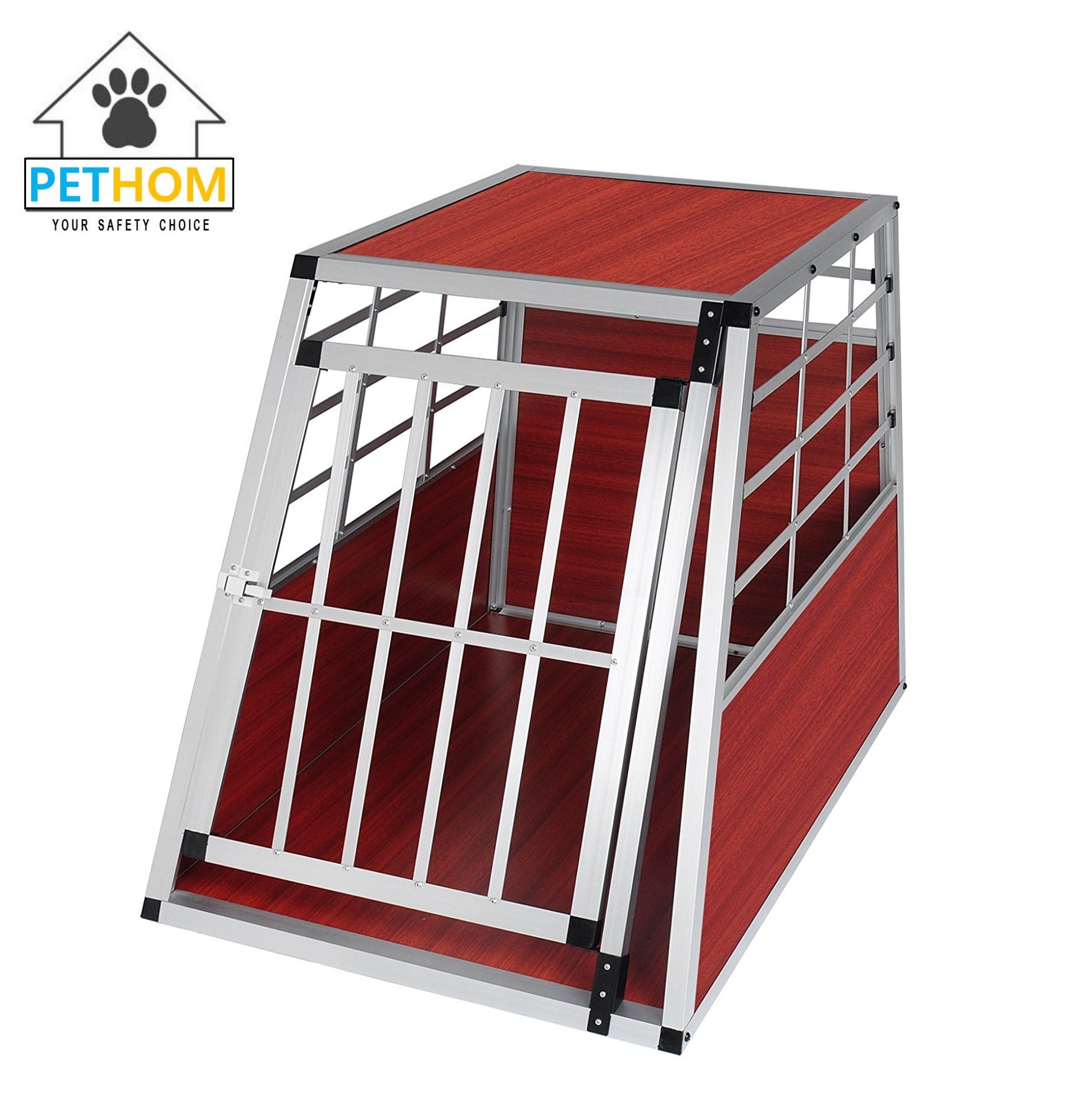 Aluminum Lockable Pets Dog Cat Puppy Vehicle Transport Travel Crate Carrier Cage 65x90x69.5cm