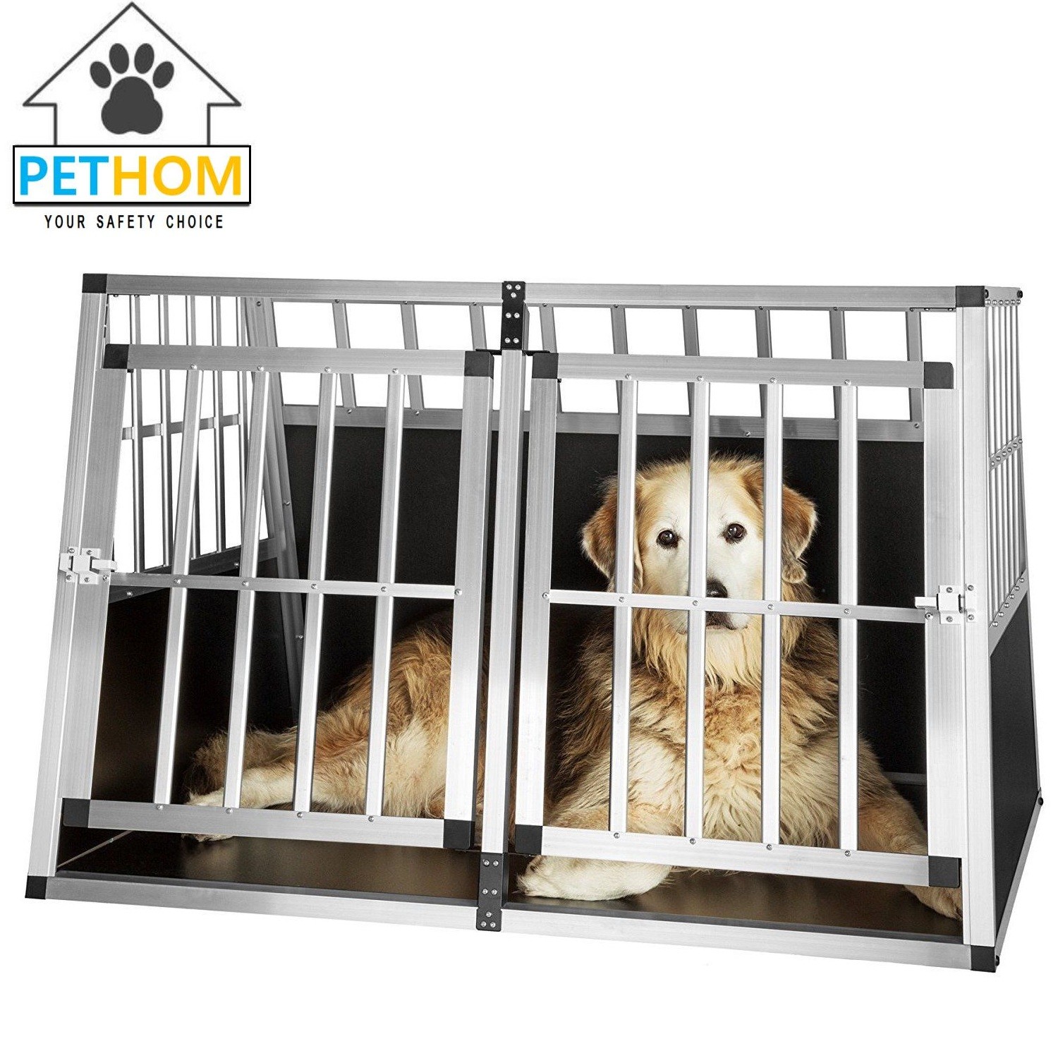 XXL Dog Cage Transport Partition Box Crate Dog Carrier 2 Door Puppy Training ZX104B1