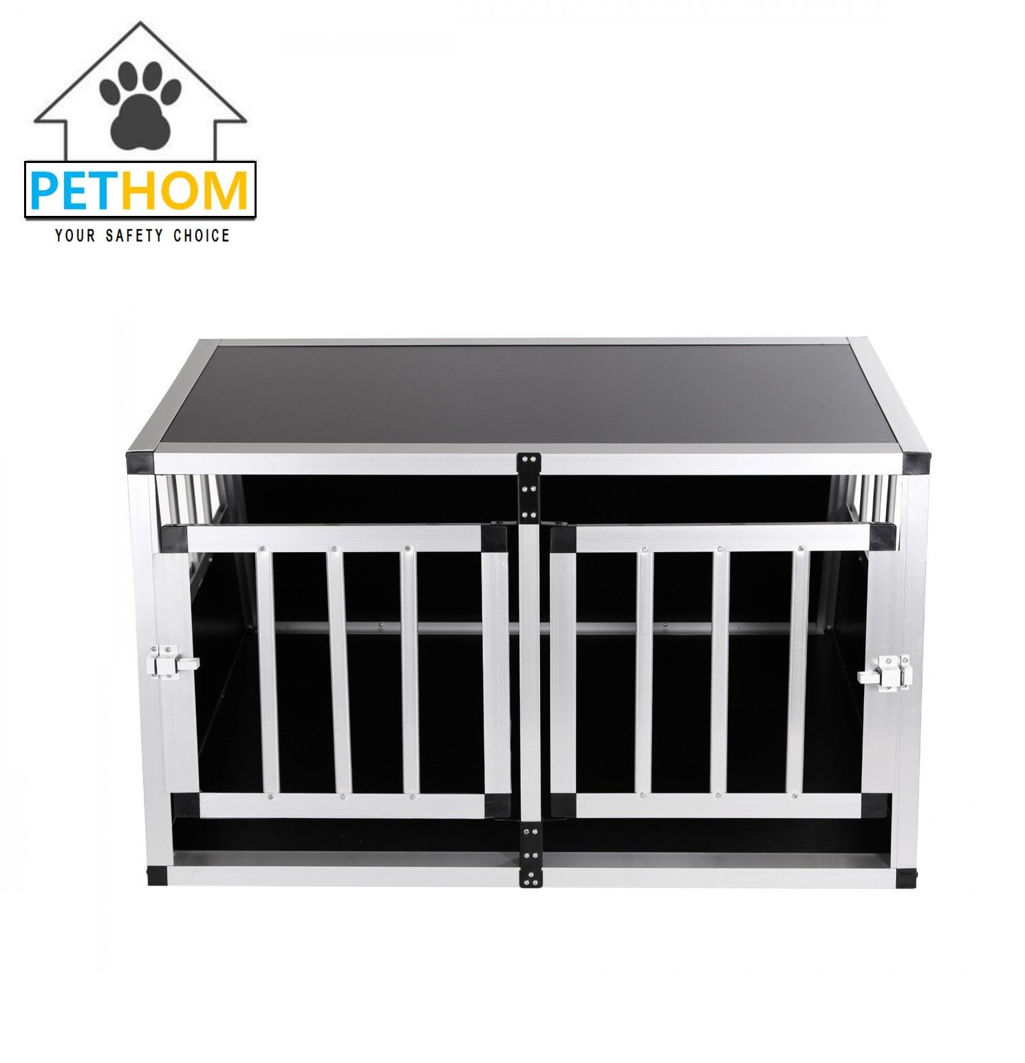 Large Dog Crate Sturdy Cage Car Transport Double Carrier Partition Wall Safe ZX896B1